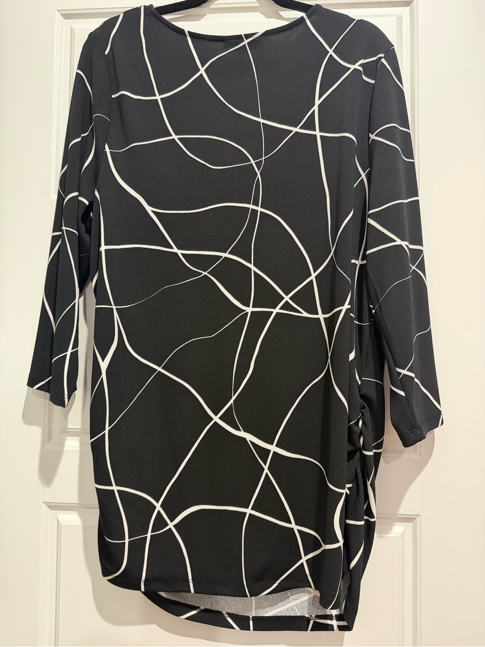 Alfani Black Tunic with White Abstract Lines
